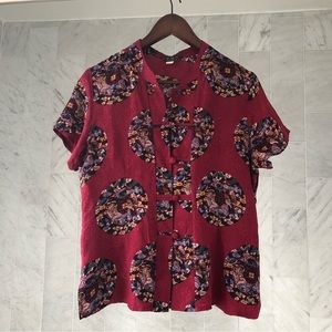 Vintage 90s Top Red Magenta short sleeve size L Large